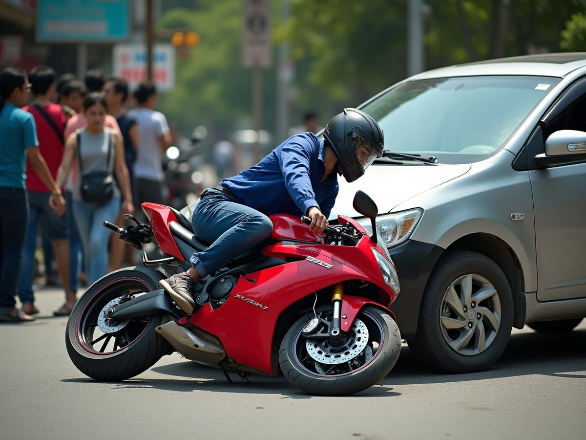 Một số trường hợp xe máy đâm vào ô tô và cách xử lý