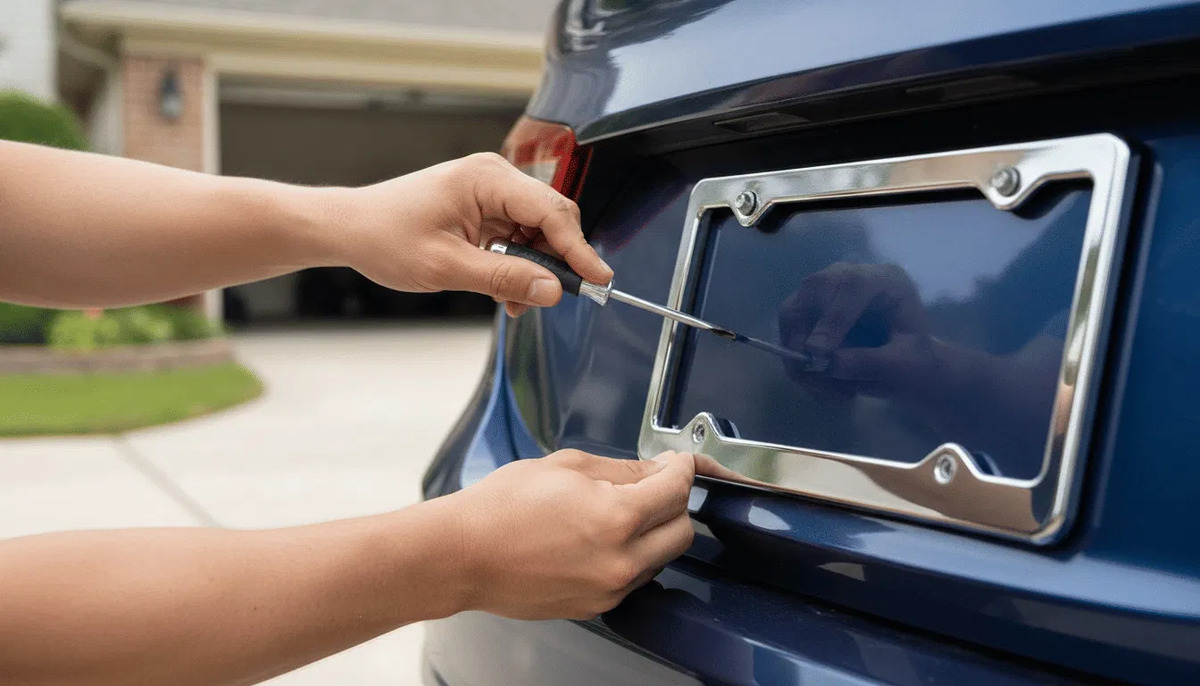 Biển số xe ô tô với khung inox