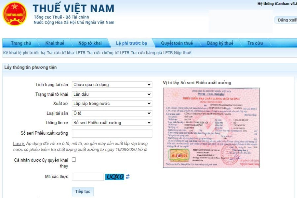 Tiến hành đóng thuế trước bạ