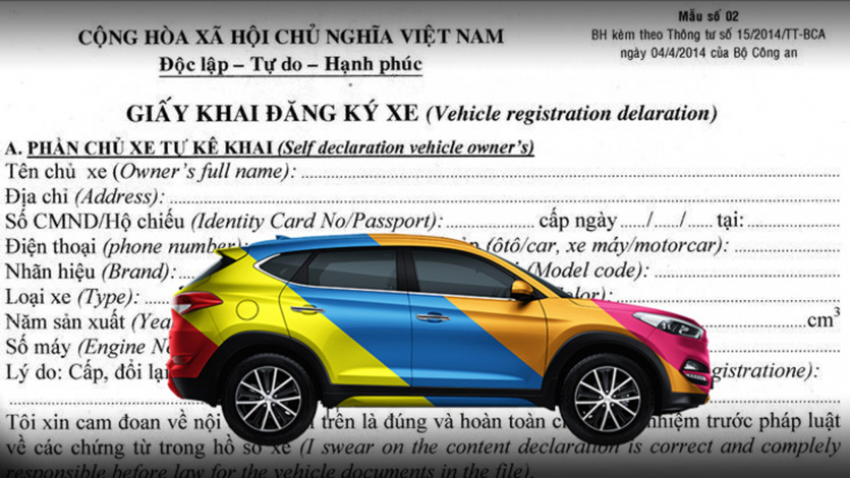 Kê khai đăng ký xe trước khi thực hiện đổi màu xe 