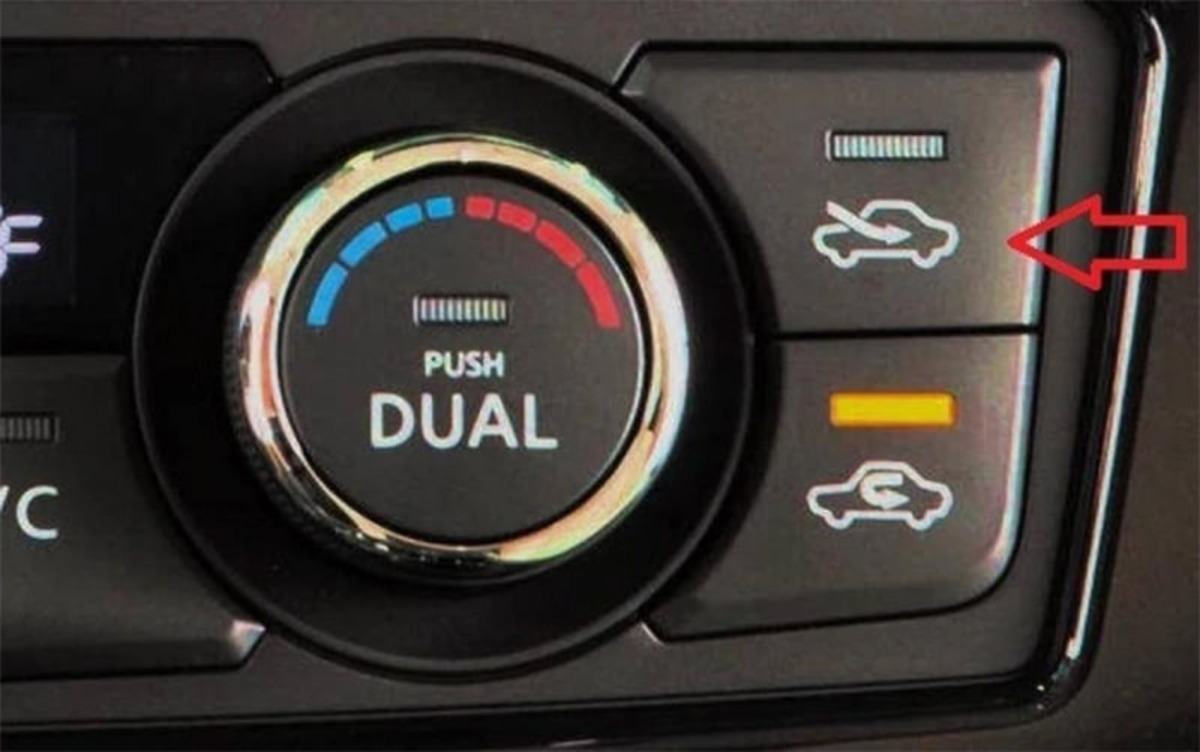 Ký hiệu lấy gió ngoài trên xe ô tô có hướng mũi tên từ ngoài vào 